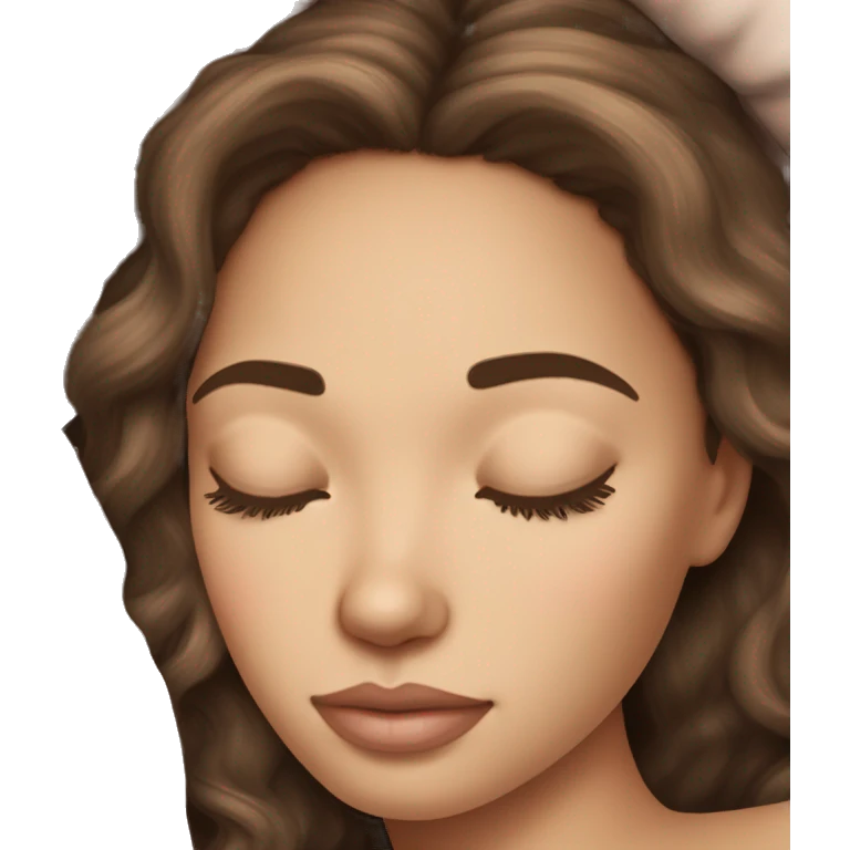 pretty light skinned brunette girl sleeping with thick moisturiser under her closed eyes soft textures no background emoji