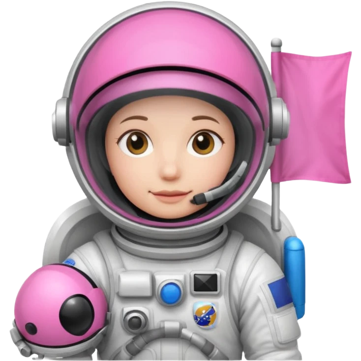 astronaut holding pink flag in hand emoji