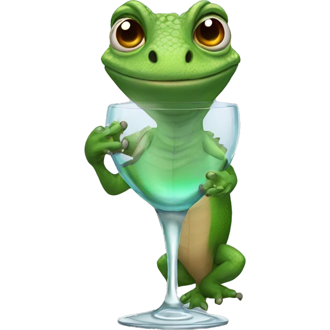 lizard holding glass emoji