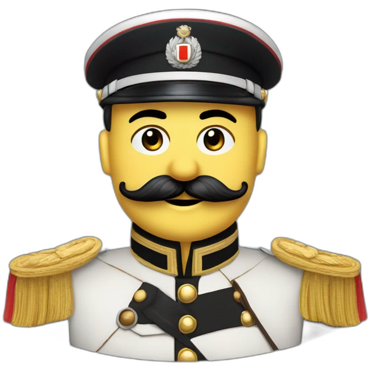 Bonhomme avec une petite moustache des cheveux noir et un uniforme militaire allemand ww2 et un brassard emoji