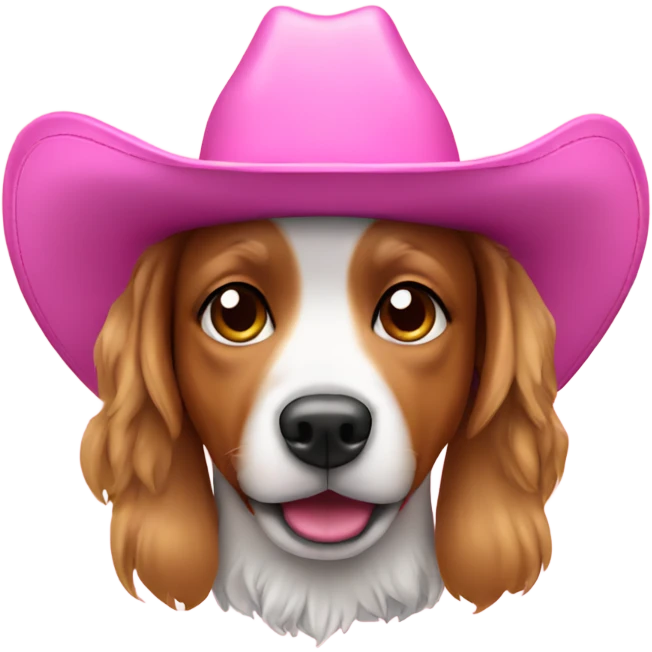 Dog wearing pink cowgirl hat emoji