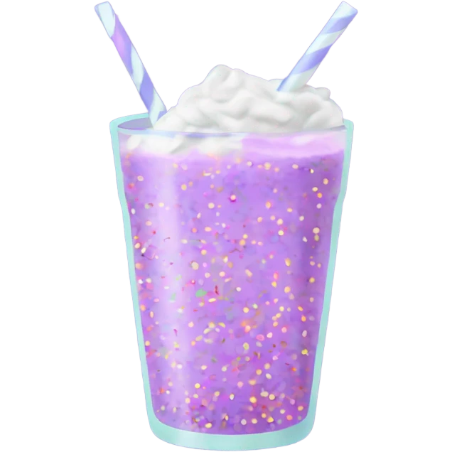 Lilac drink in a glass cup with colored sprinkles emoji