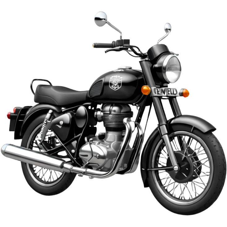 Black royal Enfield with white logo facing left side emoji