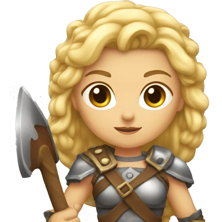 Female barbarian with blonde hair battle axe emoji