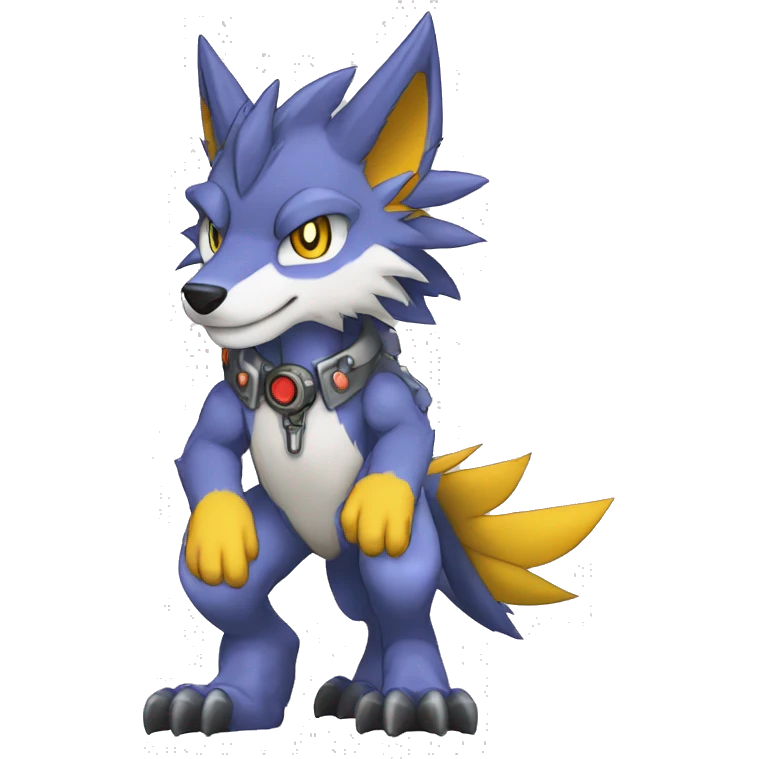  Cool Edgy Digimon-Fakemon-Garurumon-Loogamon-Dorulumon-Wolf full body emoji