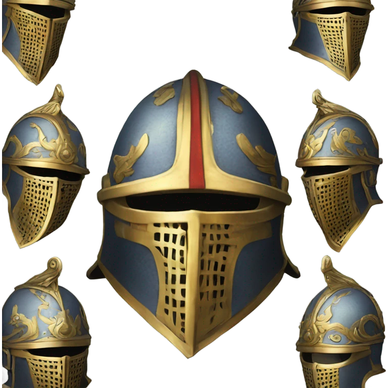 ornate french full-face armet helmet intricate inlays emoji