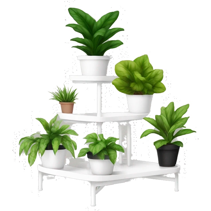 White three tier plant stand with plants  emoji