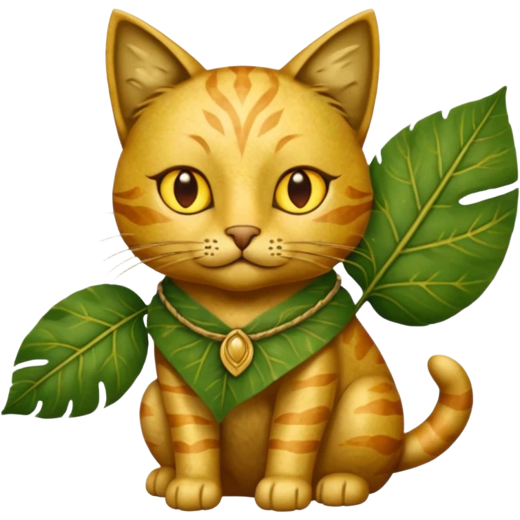 ancient cat with leaf cloth emoji