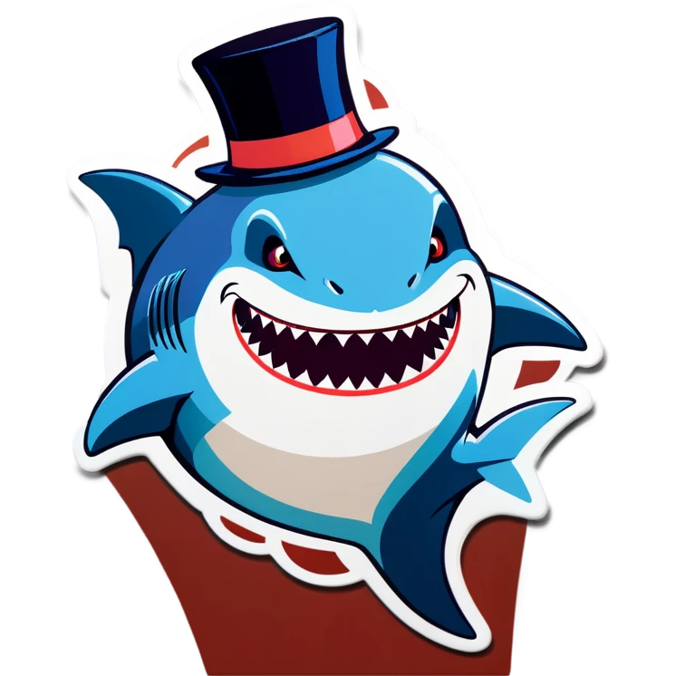 Shark with a top hat emoji