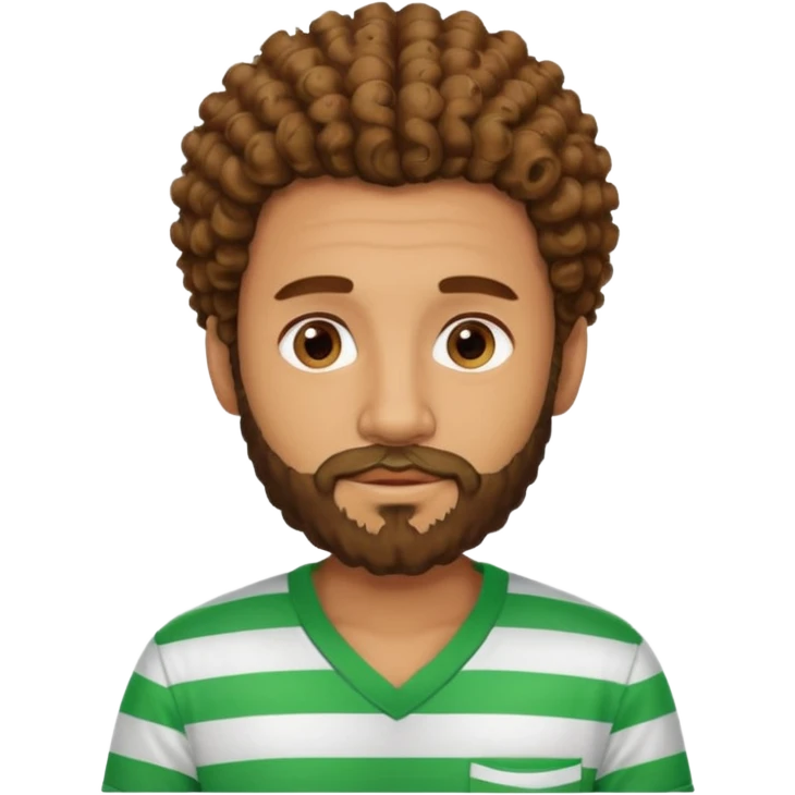 Cuban guy with curly haur and beard with a shirt of green stripes  emoji