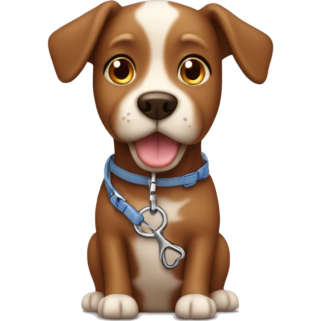 Brown dog with leash ￼ emoji