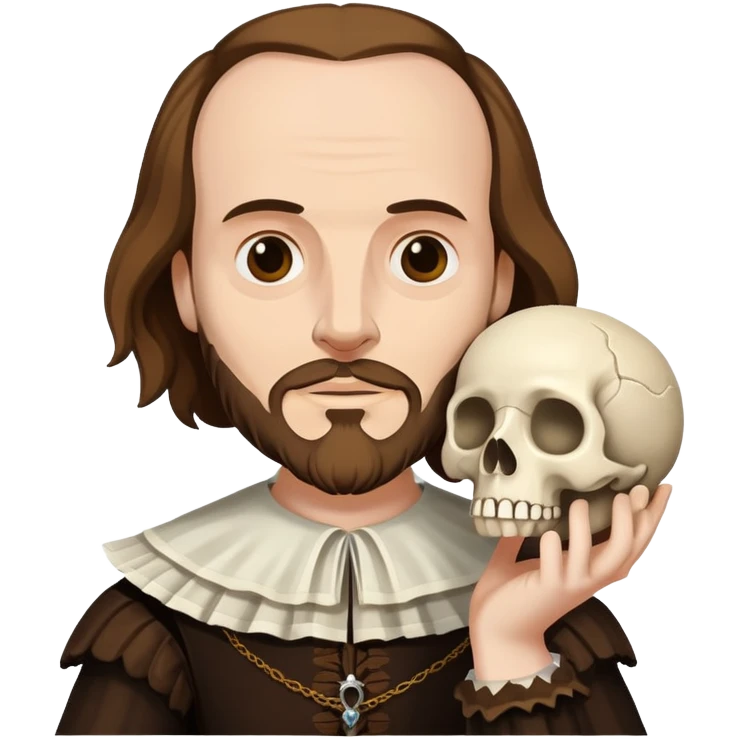 Shakespeare holding a skull referencing Hamlet emoji