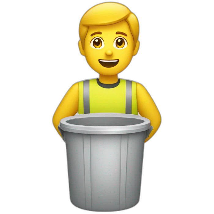 personne qui  jette ses déchets dans la poubelle jaune emoji