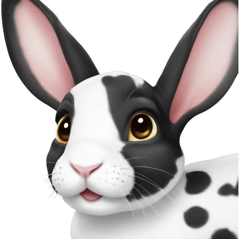 black and white spotted mini rex rabbit emoji