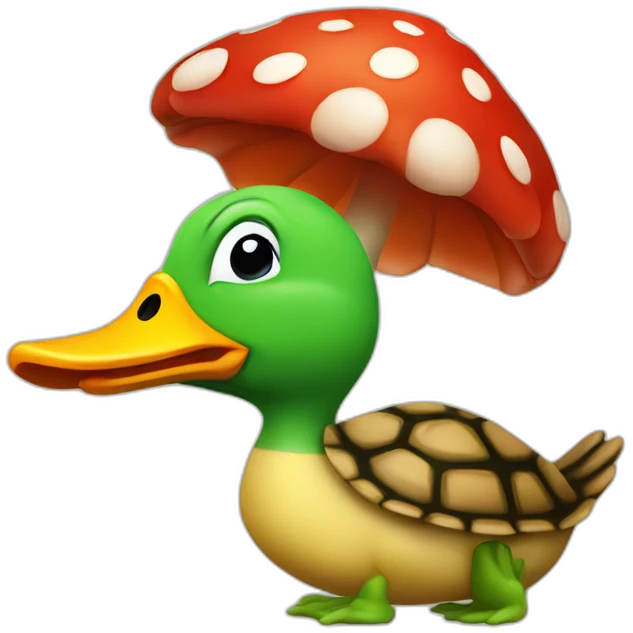 duck, turtle, red mushroom emoji