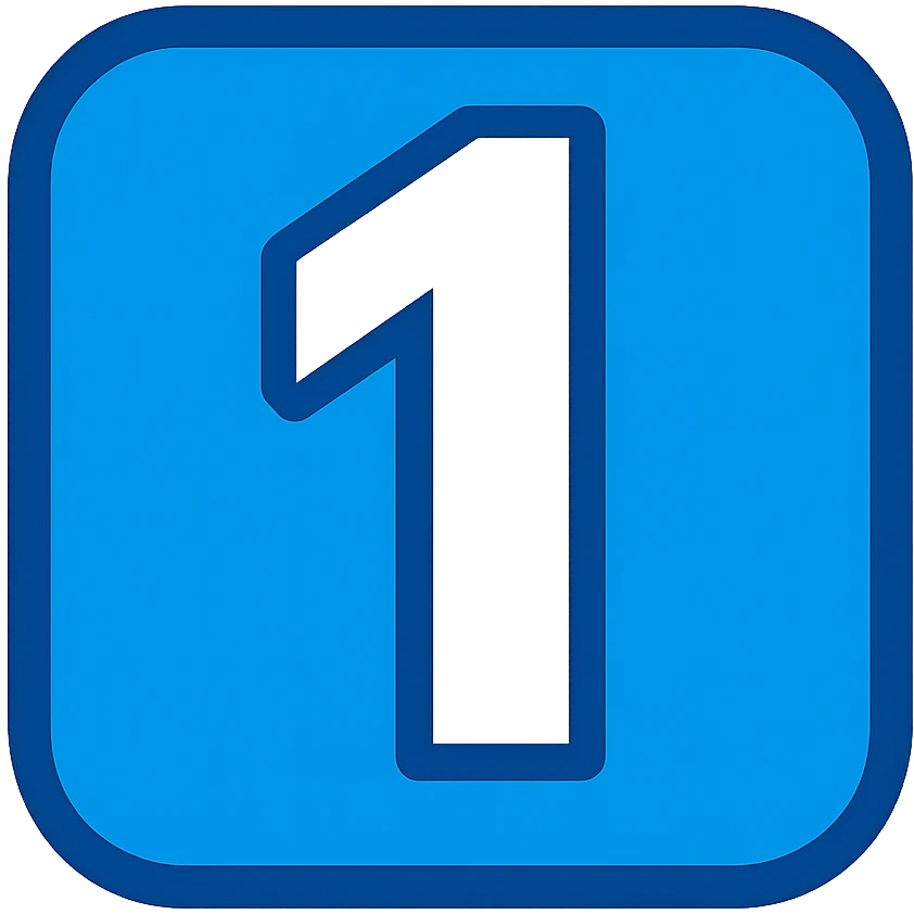 Create a modern style emoji inspired by the keycap number 1. Use vibrant colors, keep the square shape and the number 1 centered clearly visible. emoji