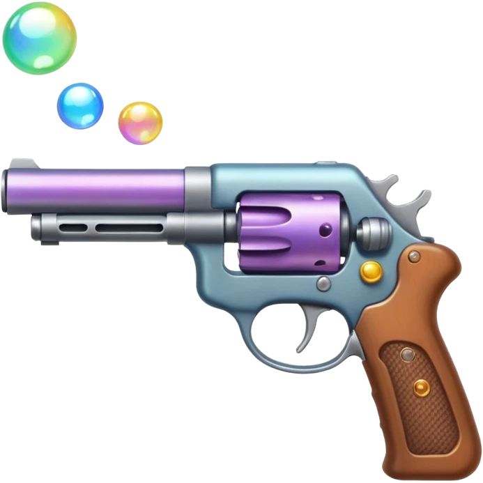 The gun blows bubbles. emoji