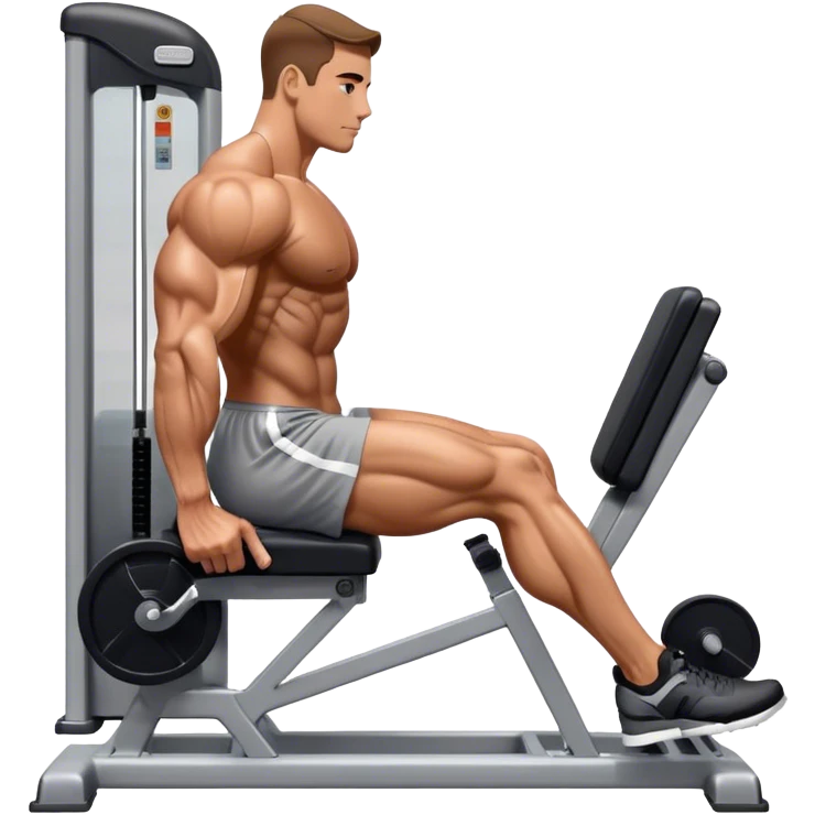 side-view bodybuilder seated weighted calf-raise machine lower leg exercise emoji