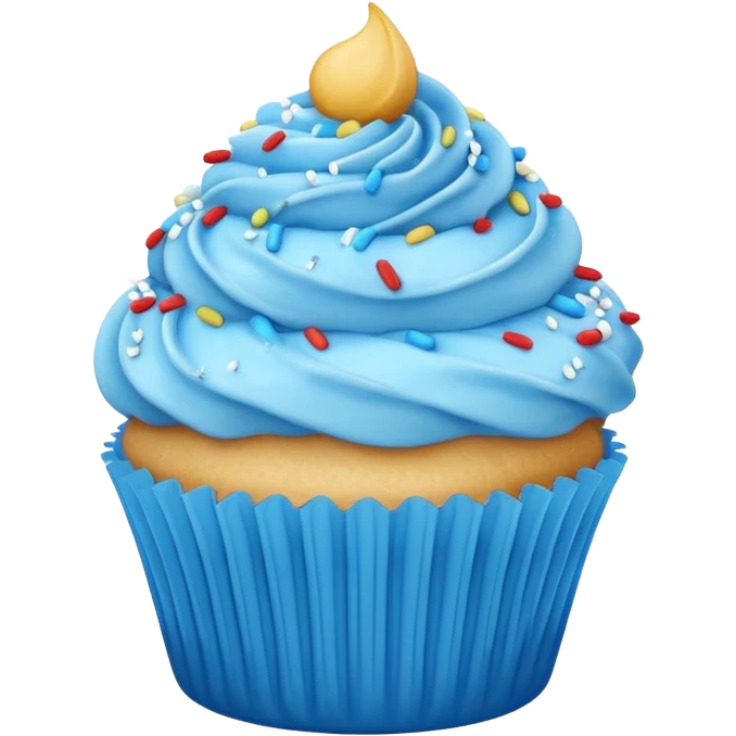 Blue cupcake with a smile  emoji