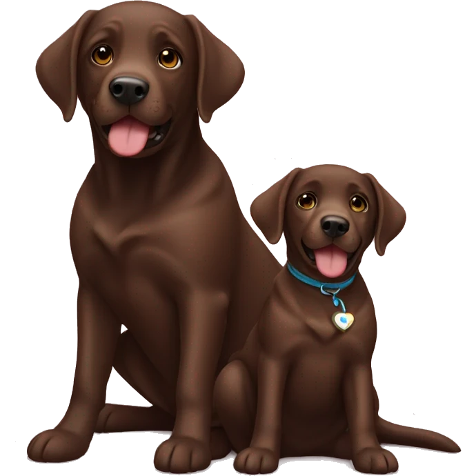Chocolate Labrador mum and pup emoji