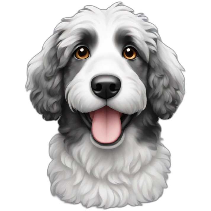 Black and white Aussie doodle emoji