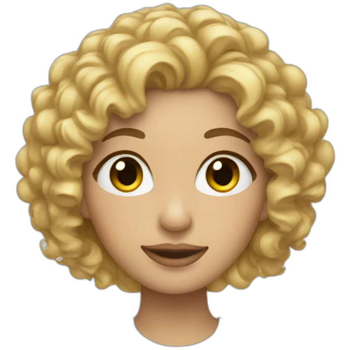 woman with blonde curly hair and star eyes emoji