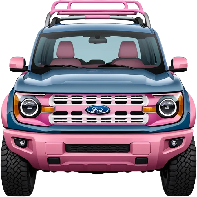 grey blue Ford bronco sport with a pink  ranch hand grill guard emoji