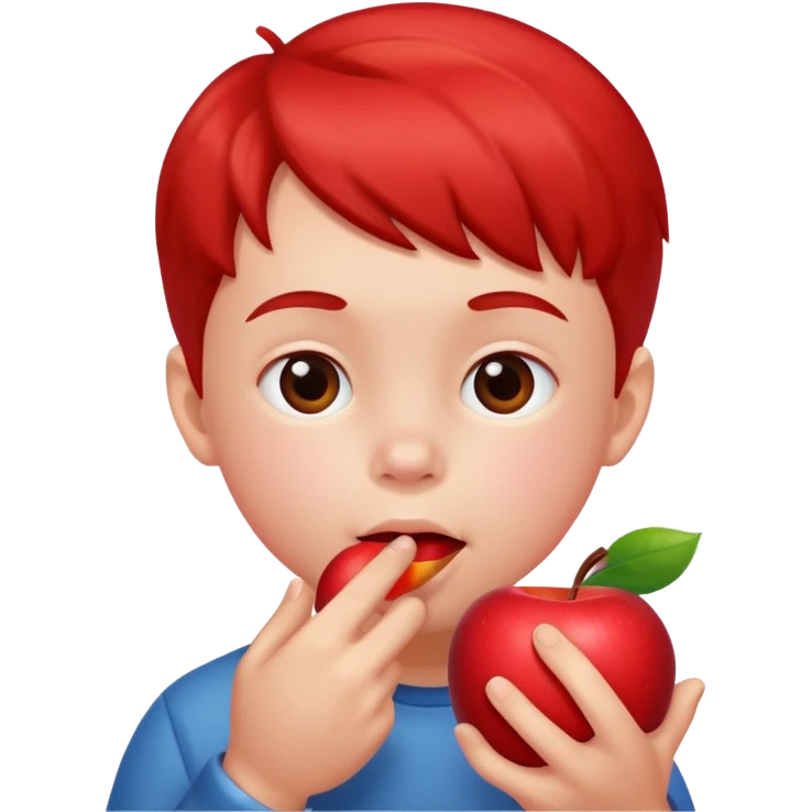 Bambino che mangia la mela emoji