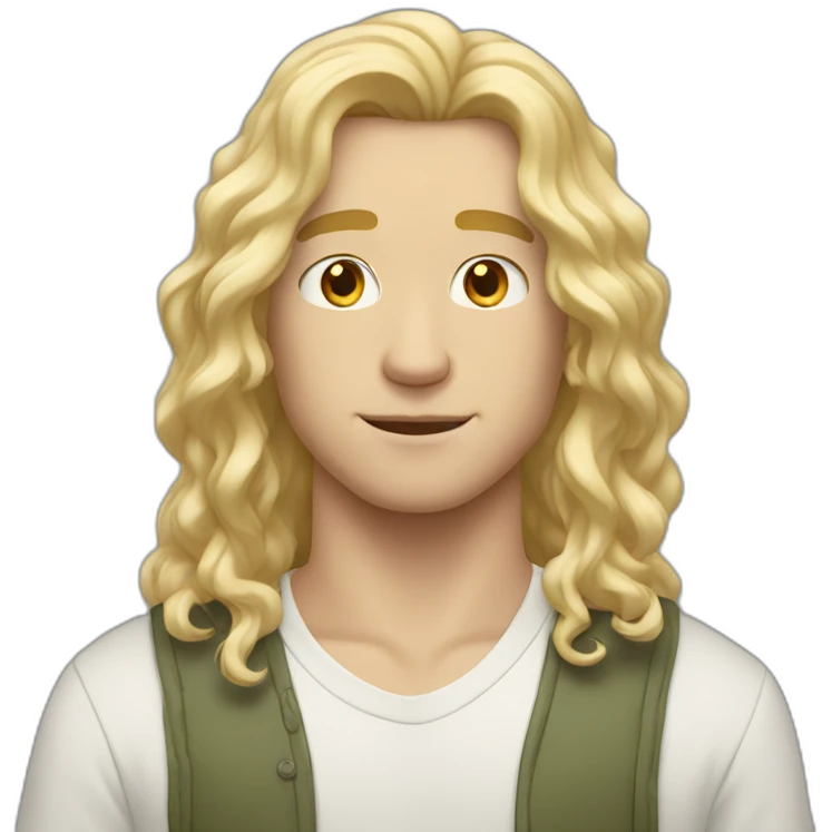 21 year old white male with blonde middle part flowing hair emoji