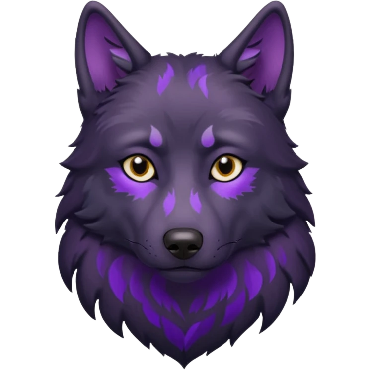 sad black wolf with purple pattern emoji