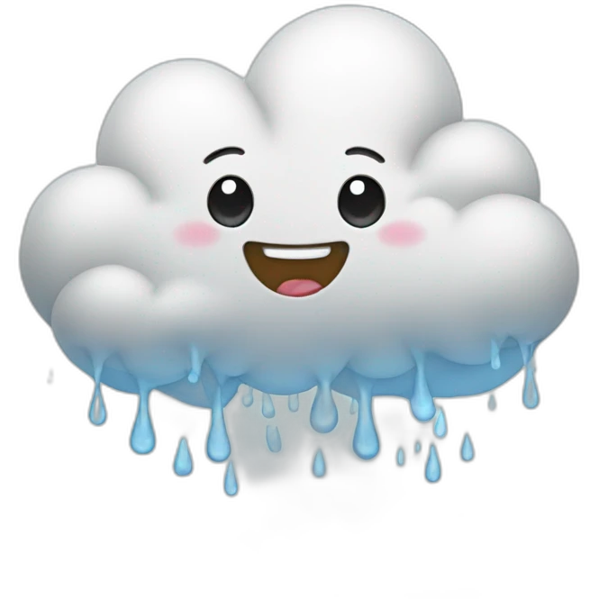 a cheerful cloud with rain emoji