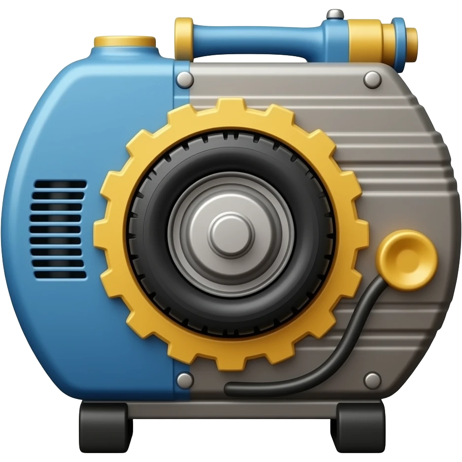 An indian style electric generator in which on one gear a tyre is stucked emoji