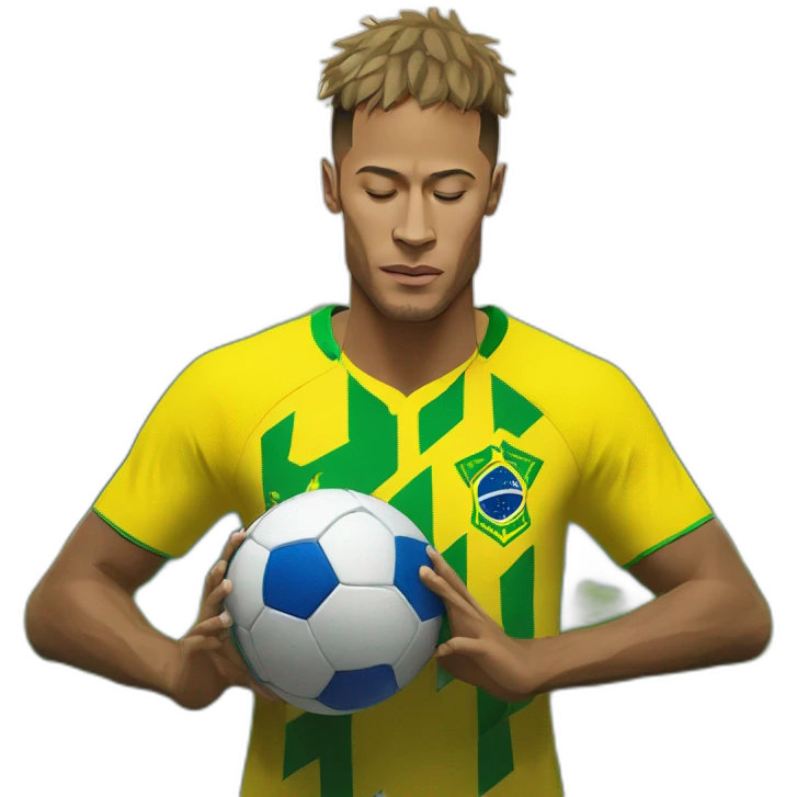 neymar meditating wearing the brazil shirt and with a serene mountain in the background emoji