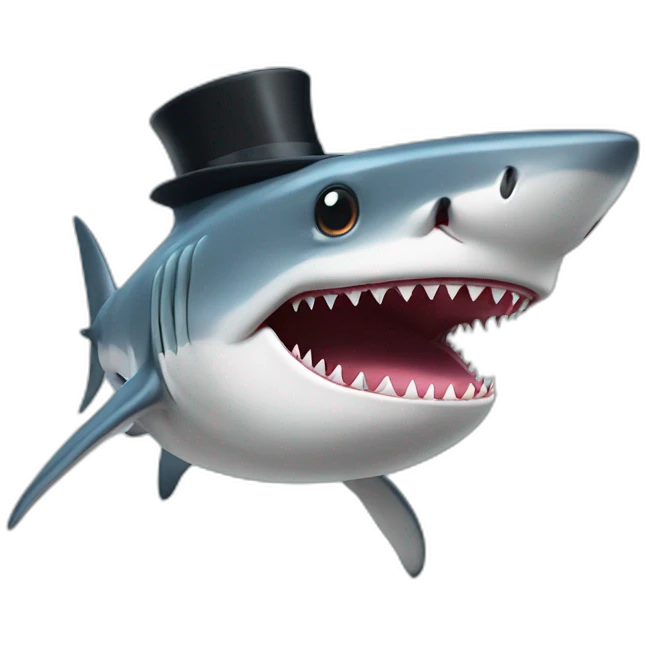 Shark with a top hat emoji
