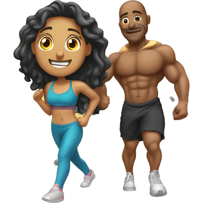 Chico y chica cargando pesas en el gym  emoji