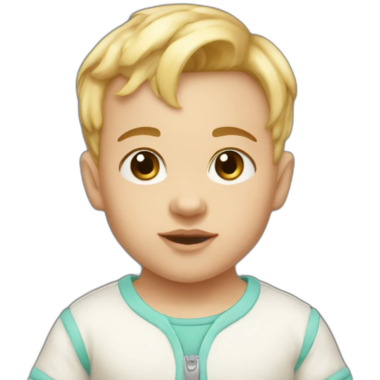 6 month old infant boy with light skin and tiny bit of very light hair emoji
