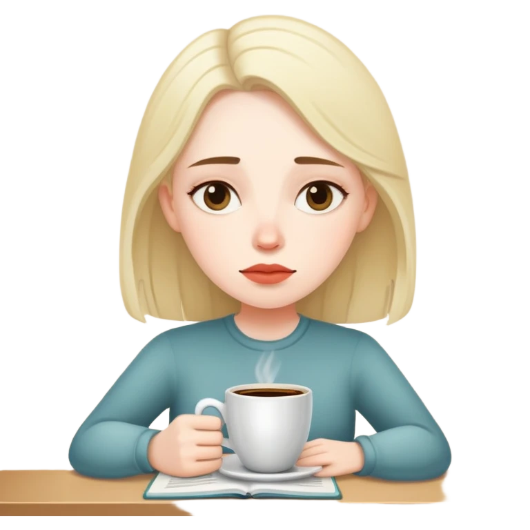 девушка писатель, которая очень устала и хочет тишины и кофе emoji