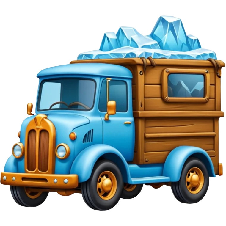 The Flintstones shiny crushed-dark-ice-blue frozen Scooby Doo 1912 antique long-wheelbase cab over off-road low rider moving truck  emoji