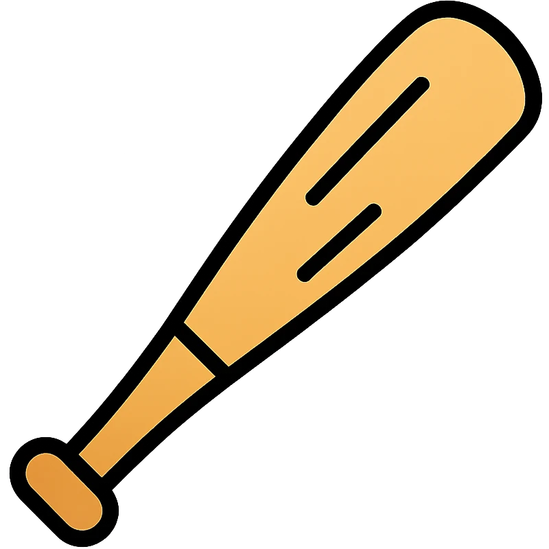 wooden baseball bat, linear icon style, black lines, no background emoji