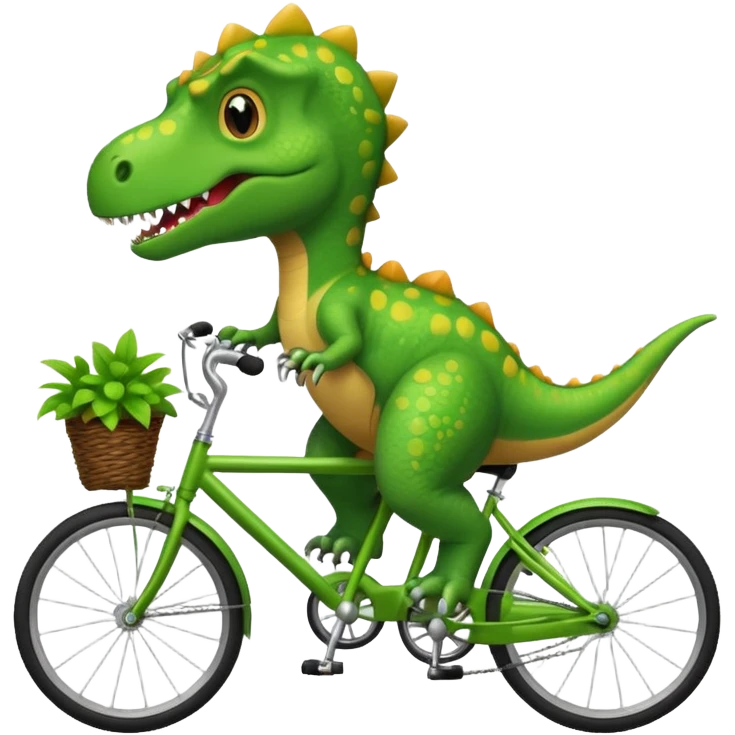 Cute dinosaur riding a bike  emoji
