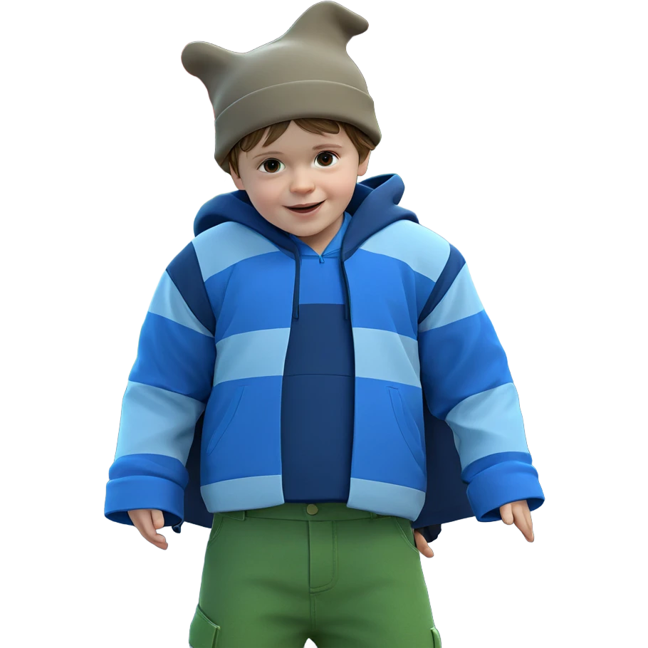 boy with hat by car emoji