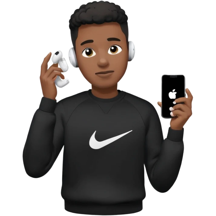 un emoji (qui ressemble à un vrai emoji téléphone)de quelqu'un qui tombe (homme noir pull Nike)il a des airpods emoji