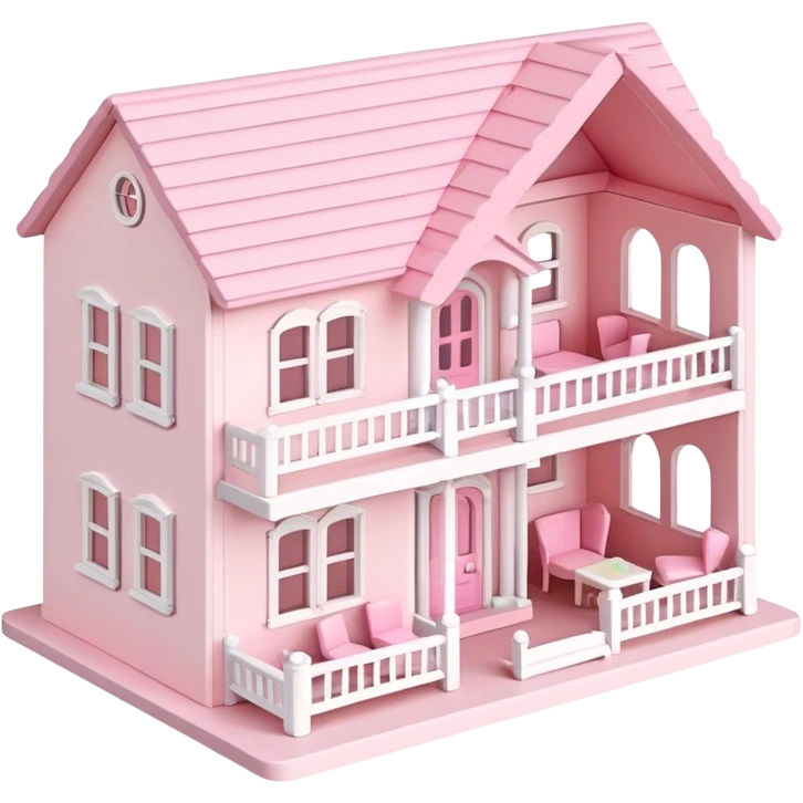 cute pastel pink dollhouse with miniature furniture emoji