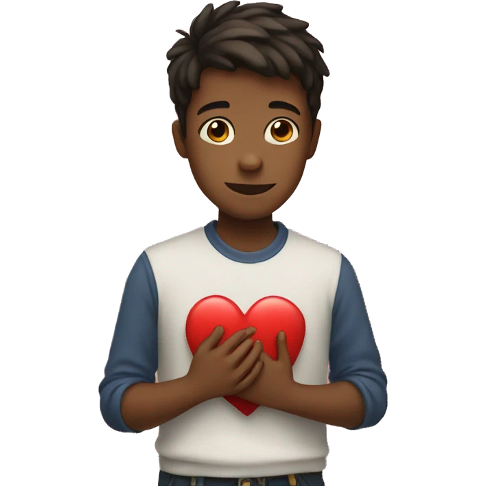 a boy Hugging heart  emoji