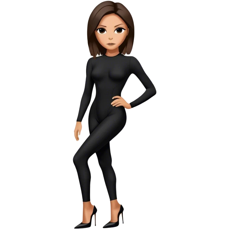 Victoria Beckham black bodysuit wearing black heels emoji
