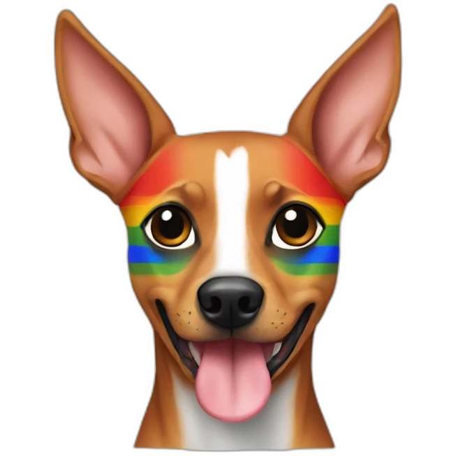 Pinscher with gay flag emoji