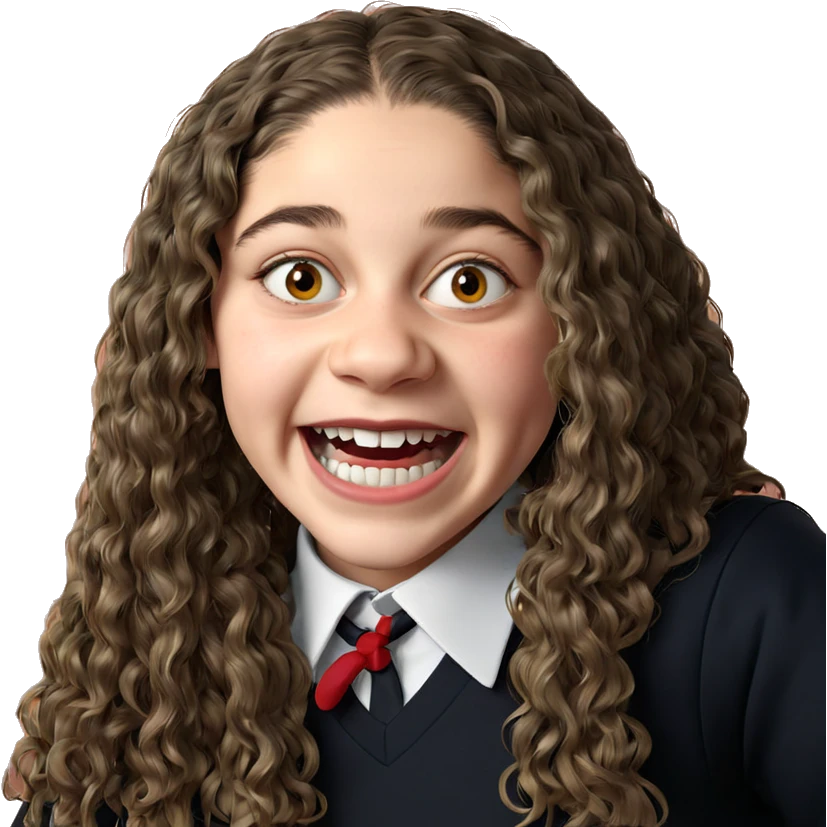 cheerful schoolgirl in horror theme emoji
