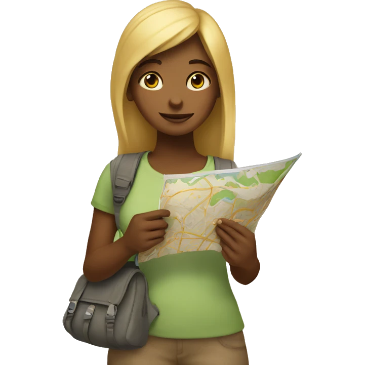 girl hold the map and show where to go emoji