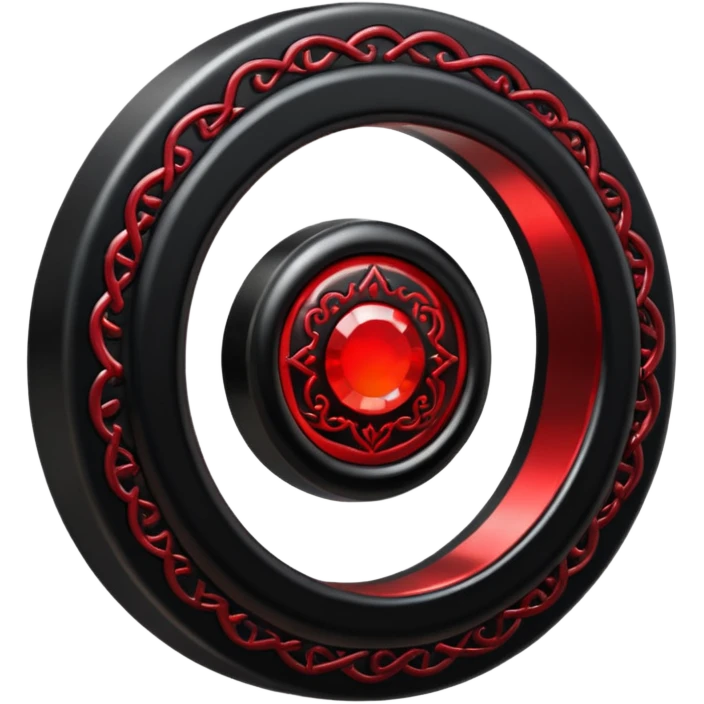 iOS sticker, dark fantasy ring, black metal, red inner glow, minimal emoji