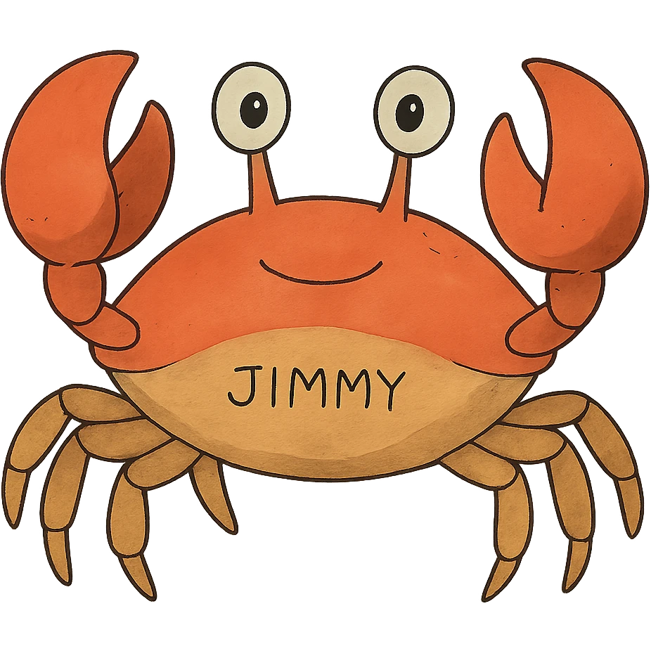 ghibli style friendly crab named Jimmy emoji